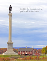 An original premium quality art print of Vermont Monument and Cordori Barn in Gettysburg National Military Park for sale by Brandywine General Store