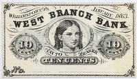Obsolete money from Winegardner and Mudge issued in 1863 from Williamsport Pennsylvania in amount of 10 cents for sale by Brandywine General Store