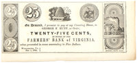 An obsolete twenty five cents currency issued by George F. Hupp in 1839 from Winchester VA for sale by Brandywine General Store in almost uncirculated condition