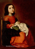 An archival premium Quality art Print of Childhood of the Virgin painted by Spanish artist Francisco de Zurbaran in 1660 for sale by Brandywine General Store