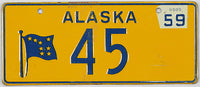 1959 Alaska Bakers chocolate promotional toy license plate 