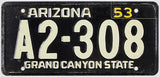 Vintage Arizona wheaties toy license plate from 1953 with the number A2-308