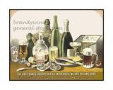 art print of antique ad from a store selling wines, liquors, ales and lager beer