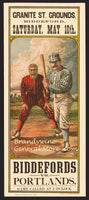 early baseball poster print of Biddeford team with batter and umpire
