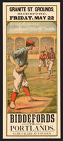 early baseball poster print of Biddeford vs Portlands with pitcher getting ready to throw to the batter