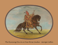 poster of The Running Fox on a fine Horse - Saukie painted by George Catlin
