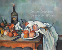 art print of Still Life with Onions painted by French Impressionist Paul Cezanne