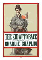 art print of The Kid Auto Race movie poster starring Charlie Chaplin as Little Tramp
