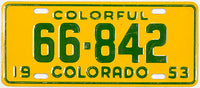 1953 Colorado Wheaties toy license plate in excellent minus condition