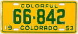 1953 Colorado Wheaties toy license plate in excellent minus condition