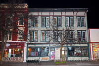 art print of Cooperstown NY baseball cards and clubhouse stores at night