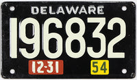 1954 Delaware Wheaties toy license plate grading very good plus