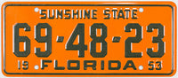 1953 Florida Wheaties toy license plate grading excellent minus
