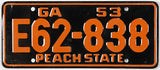 1953 Georgia Wheaties toy license plate grading very good with bend