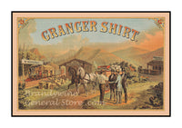 art print of antique ad for Granger Shirt with small town scene