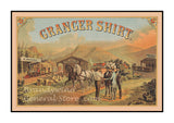 art print of antique ad for Granger Shirt with small town scene