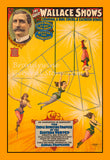 art print of antique ad for Wallace Circus featuring trapeze artists