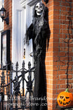 Halloween Witch, Skeletons and Black Cat art print