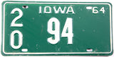 1964 Iowa License Plate