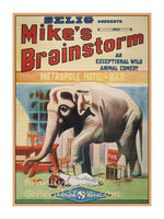 art print of 1912 movie poster for Mike's Brainstorm with large elephant