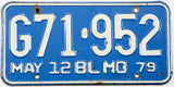 1979 Missouri beyond local truck license plate grading very good