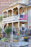 art print of harpers ferry business Mountain State lodgings and Cafe decorated for fall