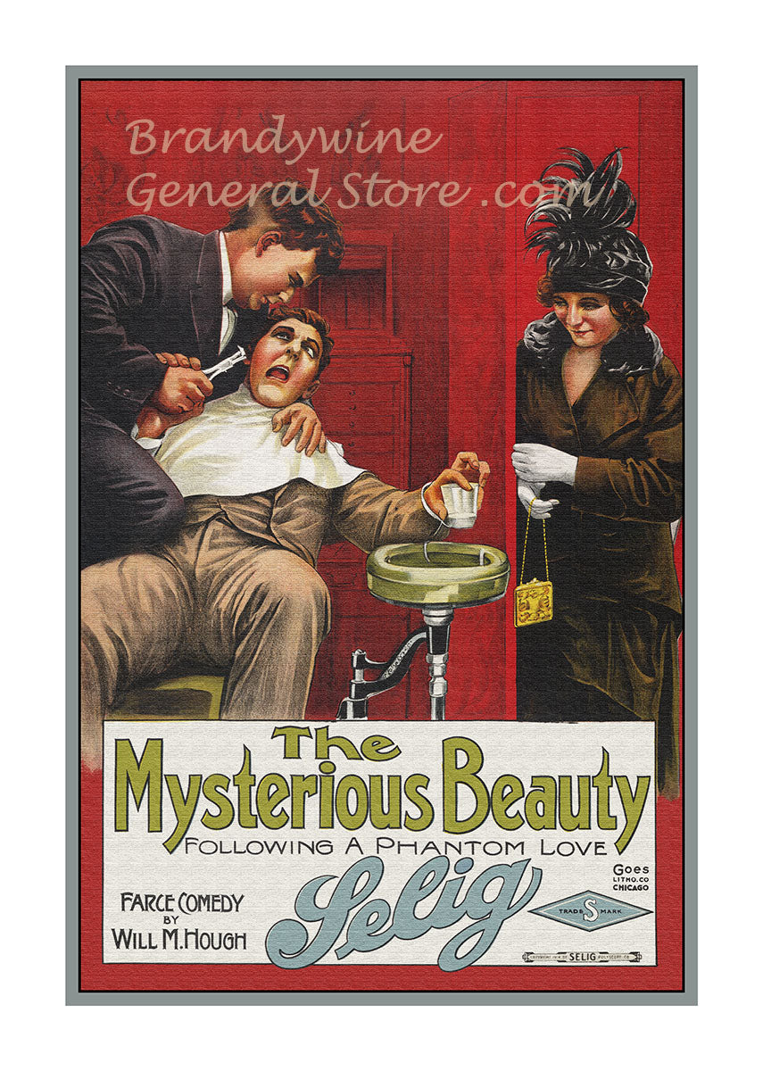 art print of 19114 movie poster The Mysterious Beauty with man in dentist's chair