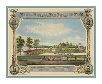 art print of antique ad for Ninth New England Fair held in Lowell MA in 1872