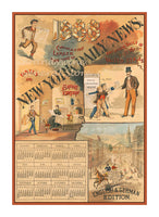 art print of 1888 calander for New York Daily news with various NYC scenes