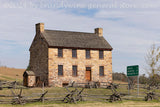 art print of Stone House with mileage sign in Manassas Battlefield National Park