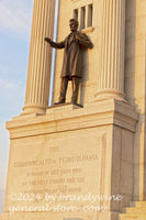 art print of Pennsylvania Monument Lincoln and plaque in Gettysburg National Military Park