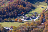 art print of small village of Seneca Rocks in autumn along with Discovery Center