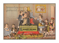 art print of antique ad for Sollers Children's fine shoes with children admiring the footwear