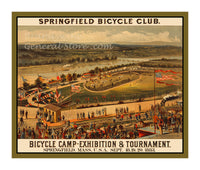 art print of antique ad for Springfield MA bicycle club exhibition and tournament