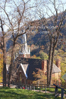 art print of back side of St. Peter's Church in Harpers Ferry WV