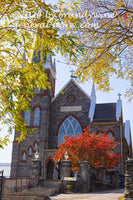 St Peters Church in Harpers Ferry WV with colorful fall leaves art print