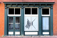 art print of Harpers Ferry store window with Civil War drum, rifle and flag
