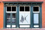 art print of Harpers Ferry store window with Civil War drum, rifle and flag