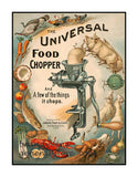 art print of antique ad for Universal Food Chopper with meats and vegetables it chops