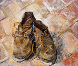 art print of worn out pair of shoes painted by Vincent Van Gogh