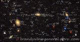 art print of Southern region of the Virgo cluster with star and deep space objects named