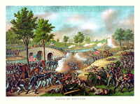 An archival premium Quality art Print of the lithograph of the Antietam Civil War Battle by Kurz and Allison in 1888 for sale by Brandywine General Store