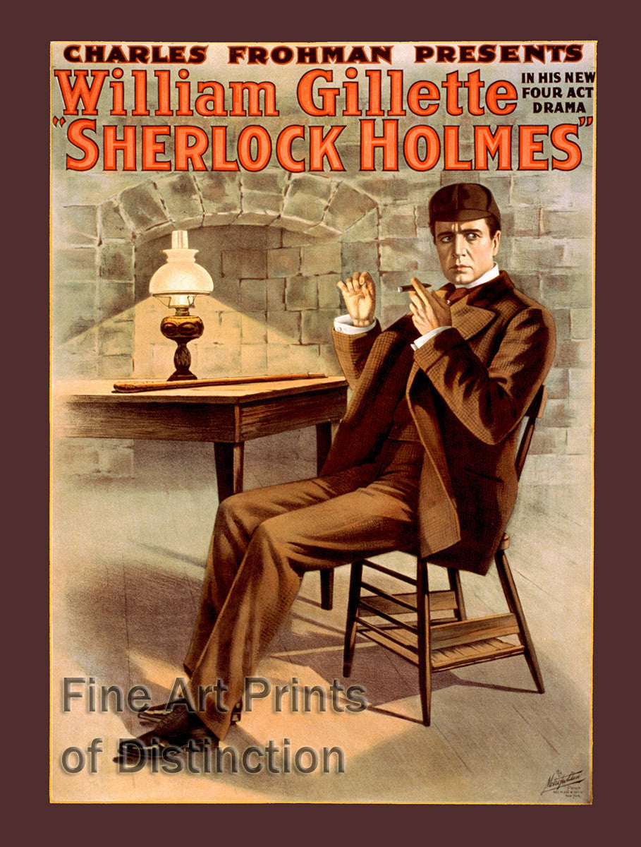 Sherlock Holmes starring William Gillette Theater Poster