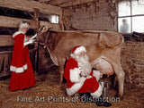 An archival premium quality print of Santa Clause Milking a Cow for sale by Brandywine General Store