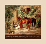 An archival premium Quality Poster of Horses at the Porch by Adam Albrecht for sale at Brandywine General Store