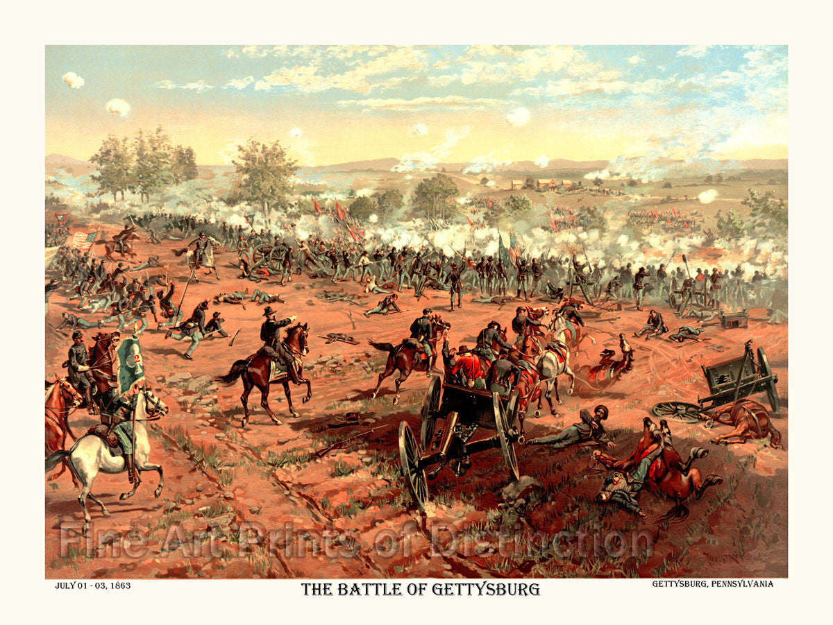 An archival premium Quality art Print of the Civil War Battle of Gettysburg illustrated by Prang and Company in 1885 for sale by Brandywine General Store