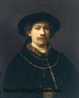 An archival premium Quality art Print of Self Portrait Wearing a Hat and Two Chains by Rembrandt for sale by Brandywine General Store