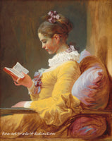 A premium print of Young Girl Reading painted by Jean Honore Fragonard in 1769