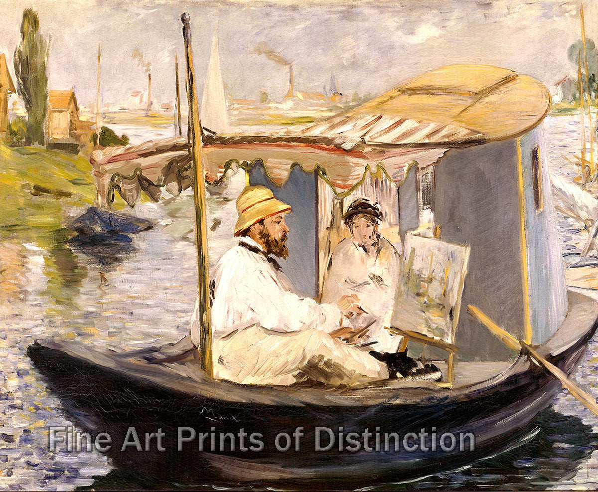 An archival premium Quality art Print of Monet Working on his Boat at Argenteuil by Edouard Manet for sale by Brandywine General Store