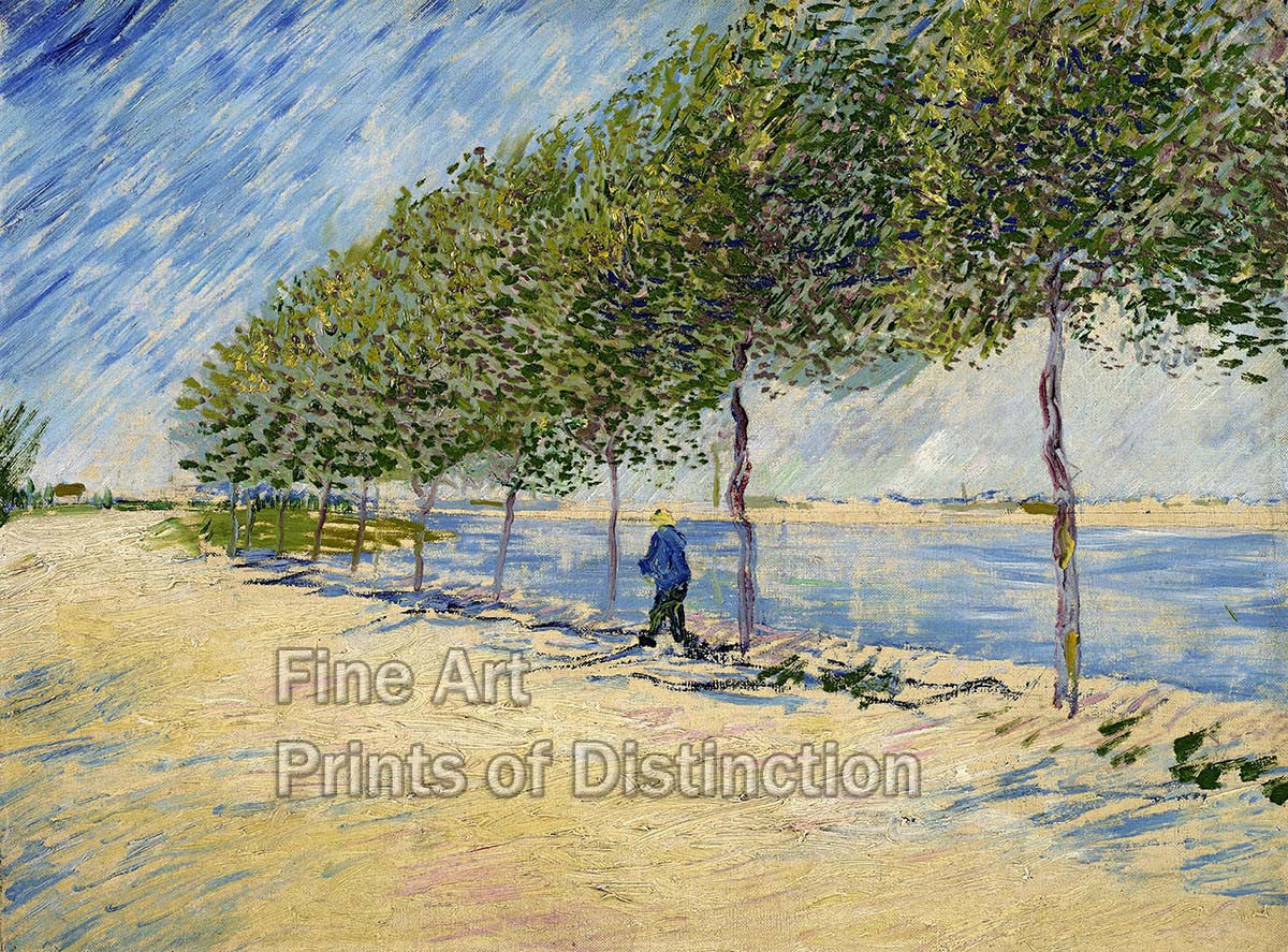 An archival premium Quality art Print of Walk Along the Bank of the Seine by Vincent Van Gogh for sale by Brandywine General Store